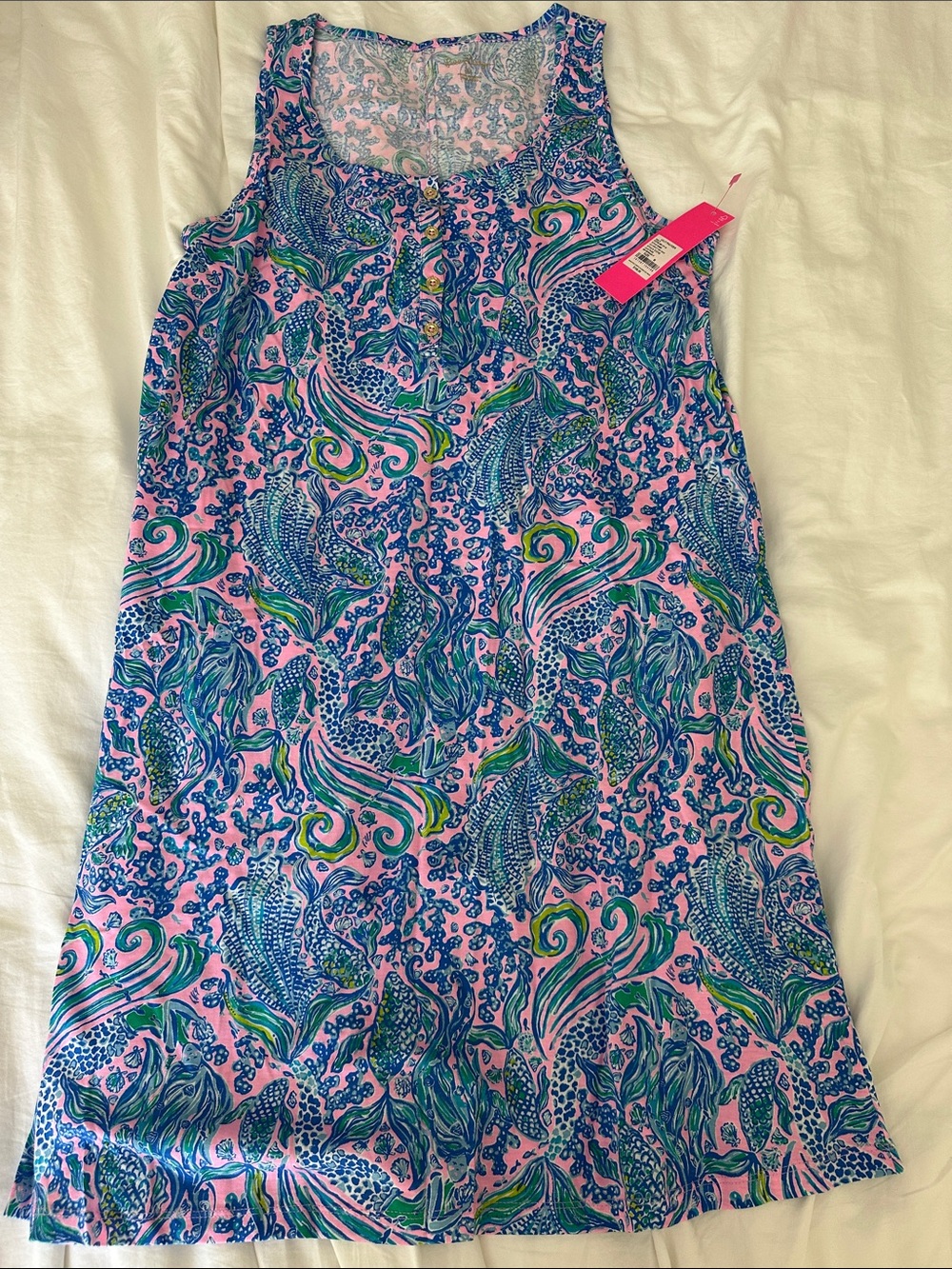 Lilly Pulitzer Lela Henley Tank Dress, We Mermaid It, NWT, Size M